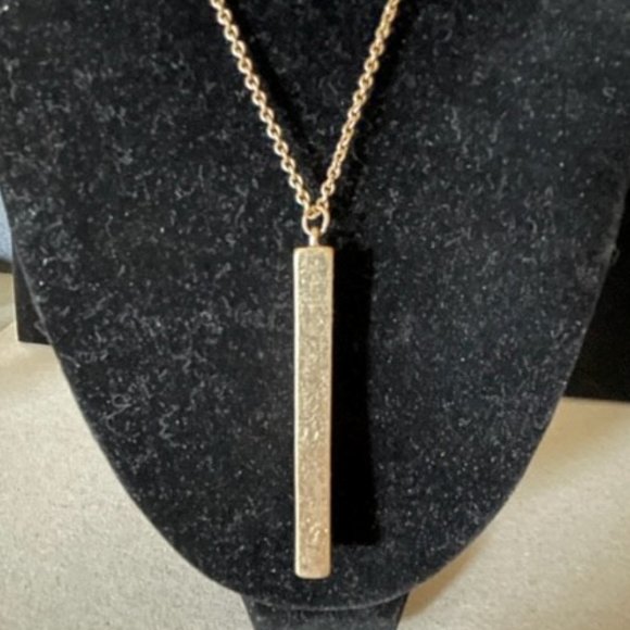 Pendulum Style Artisan Gold Bar with Inlaid Gemstones and Crystals 32" 1960's - Picture 3 of 6